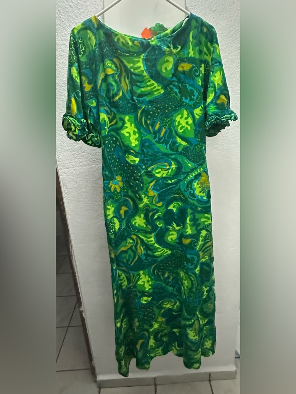 Vintage 60’s/70’s Maxi Dress with Ruffle Sleeves by Royal Hawaiian